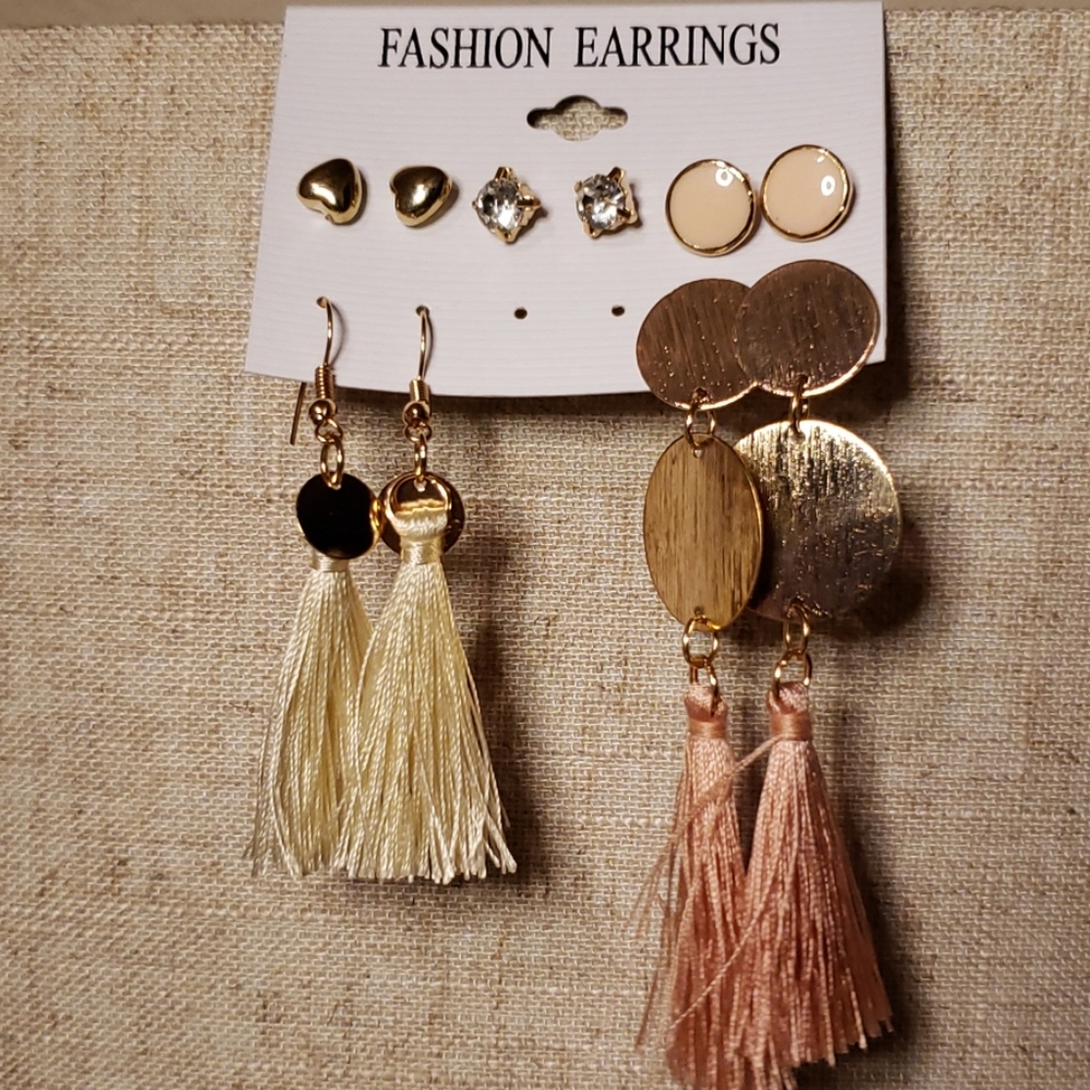 Earrings gold, rose gold, pink